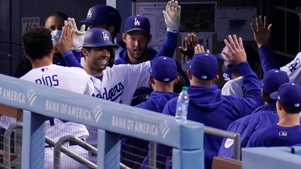 Los Angeles Dodgers celebrate, The Canadian Pres Los Angeles Dodgers celebrate