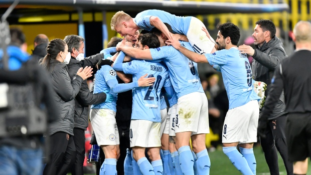 Manchester City celebrates , The Canadian Press Manchester City celebrates