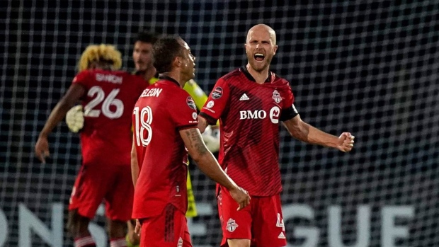Toronto FC celebrates, The Canadian Press Toronto FC celebrates