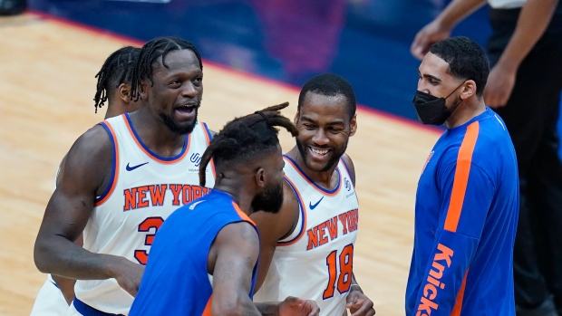 New York Knicks celebrate, The Canadian Press New York Knicks celebrate