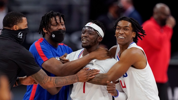 Los Angeles Clippers celebrate, The Canadian Press Los Angeles Clippers celebrate