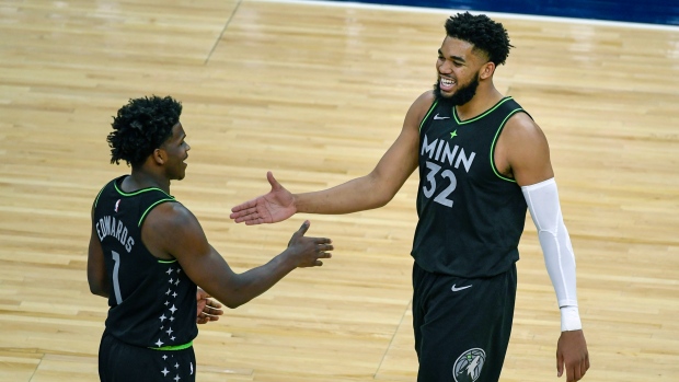 Anthony Edwards Karl-Anthony Towns, The Canadian Press Anthony Edwards Karl-Anthony Towns