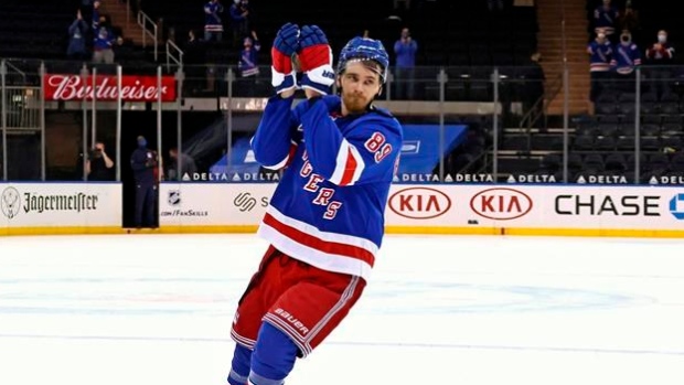 Pavel Buchnevich celebrates