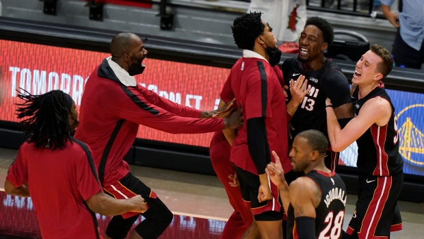 Miami Heat celebrate, The Canadian Press Miami Heat celebrate