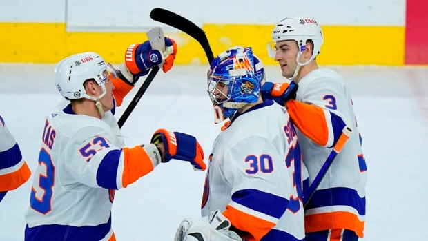 New York Islanders celebrate, The Canadian Press New York Islanders celebrate
