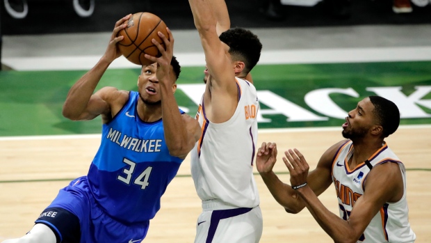 Giannis Antetokounmpo Devin Booker Mikal Bridges