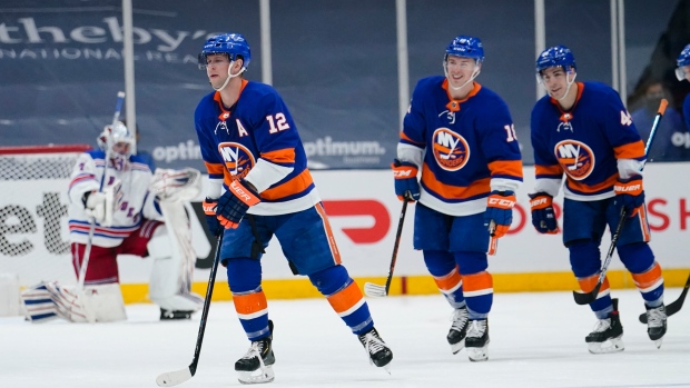 Josh Bailey, Anthony Beauvillier and Jean-Gabriel Pageau