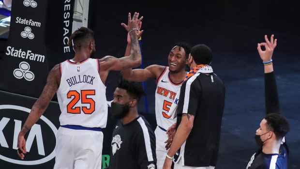 New York Knicks celebrate, The Canadian Press New York Knicks celebrate