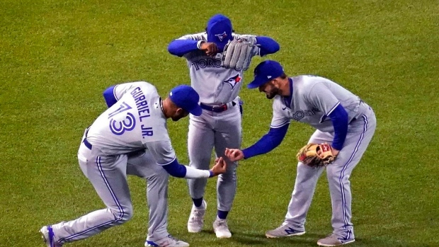Toronto Blue Jays celebrate, The Canadian Press Toronto Blue Jays celebrate
