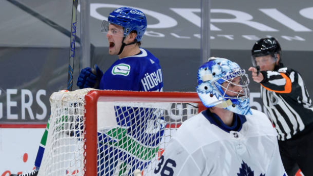 Nils Hoglander celebrates