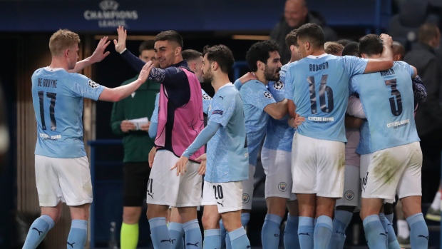Manchester City celebrates, The Canadian Press Manchester City celebrates