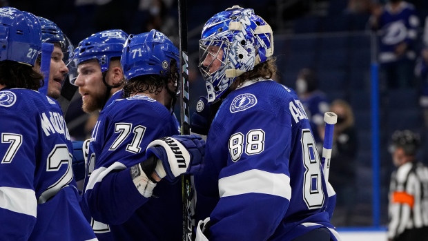 Andrei Vasilevskiy, Tampa Bay Lightning celebrate