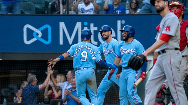 Los Angeles Dodgers celebrate versus Boston Red Sox