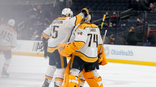 Nashville Predators celebrate, The Canadian Press Nashville Predators celebrate
