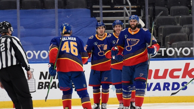 St. Louis Blues celebrate, The Canadian Press St. Louis Blues celebrate