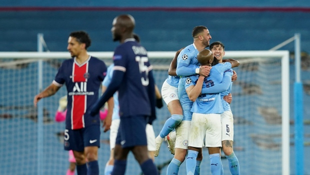 Manchester City celebrates, The Canadian Press Manchester City celebrates