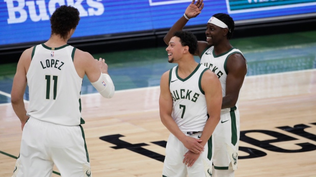 Milwaukee Bucks celebrate , The Canadian Press Milwaukee Bucks celebrate