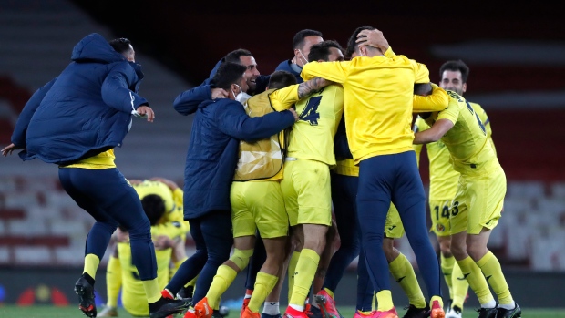 Villarreal players celebrate