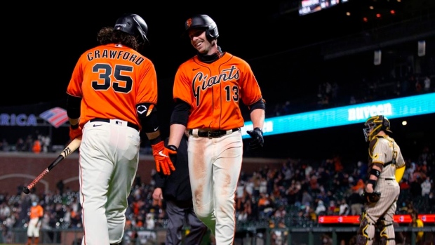 Brandon Crawford Austin Slater, The Canadian Press Brandon Crawford Austin Slater