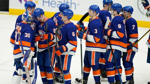 New York Islanders celebrate , The Canadian Press New York Islanders celebrate