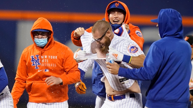 Patrick Mazeika, Mets celebrate