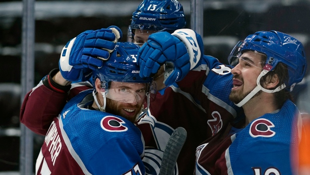 J.T. Compher, Avalanche celebrate, The Canadian Press J.T. Compher, Avalanche celebrate