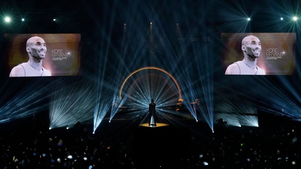 Kobe Bryant is honoured during the 2020 Basketball Hall of Fame enshrinement ceremony