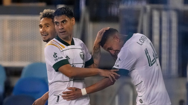 Portland Timbers celebrate, The Canadian Press Portland Timbers celebrate