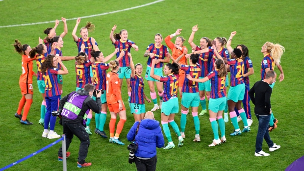 Barcelona celebrates, The Canadian Press Barcelona celebrates