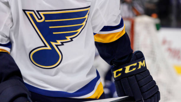 Jake Walman of the St. Louis Blues looks on during the game against News  Photo - Getty Images