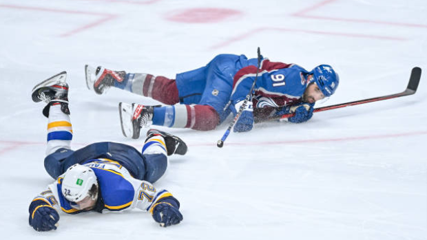 Nazem Kadri hits Justin Faulk, Getty Images Nazem Kadri hits Justin Faulk