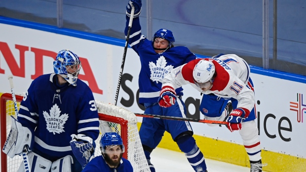 Jack Campbell Rasmus Sandin Brendan Gallagher, The Canadian Press Jack Campbell Rasmus Sandin Brendan Gallagher
