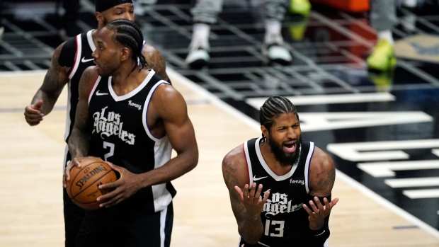 Los Angeles Clippers celebrate, The Canadian Press Los Angeles Clippers celebrate