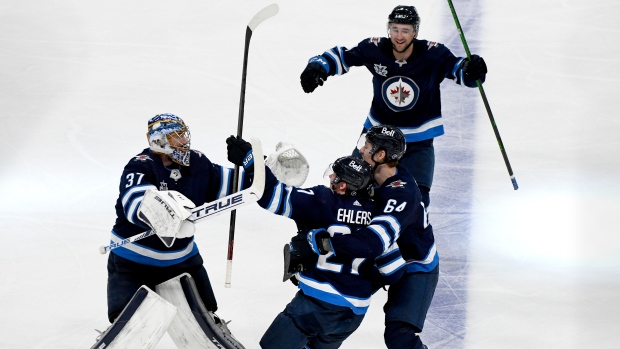 Winnipeg Jets celebrate, The Canadian Press Winnipeg Jets celebrate