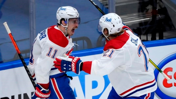 Brendan Gallagher, Eric Staal celebrate