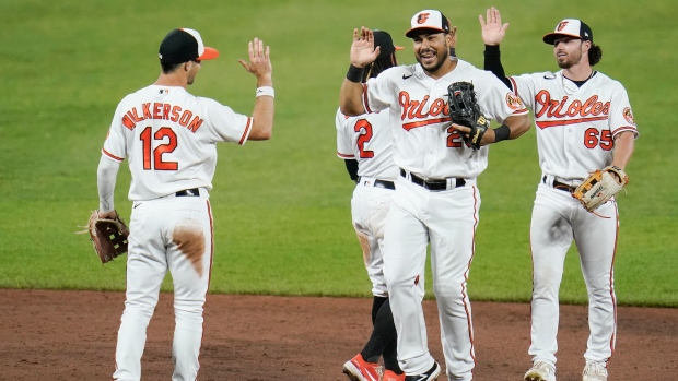 Baltimore Orioles celebrate , The Canadian Press Baltimore Orioles celebrate