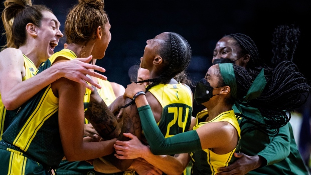 Jewell Loyd and Seattle Storm celebrate
