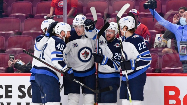 Logan Stanley Winnipeg Jets celebrate, Francois Lacasse/NHLI via Getty Images Logan Stanley Winnipeg Jets celebrate