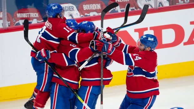 Montreal Canadiens celebrate Tyler Toffoli's winner