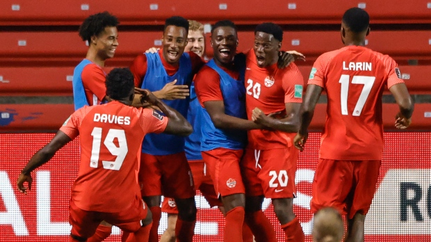 Jonathan David Alphonso Davies Canada celebrates