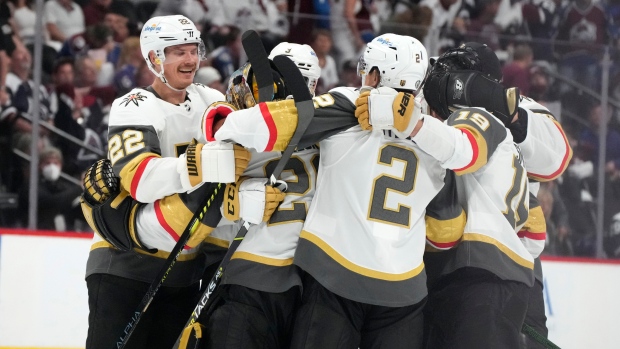 Golden Knights celebrate Mark Stone's OT winner, The Canadian Press Golden Knights celebrate Mark Stone's OT winner