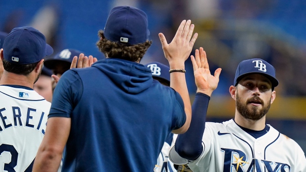 Tampa Bay Rays celebrate, The Canadian Press Tampa Bay Rays celebrate
