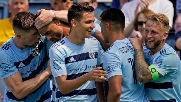 Sporting KC celebrates, The Canadian Press Sporting KC celebrates
