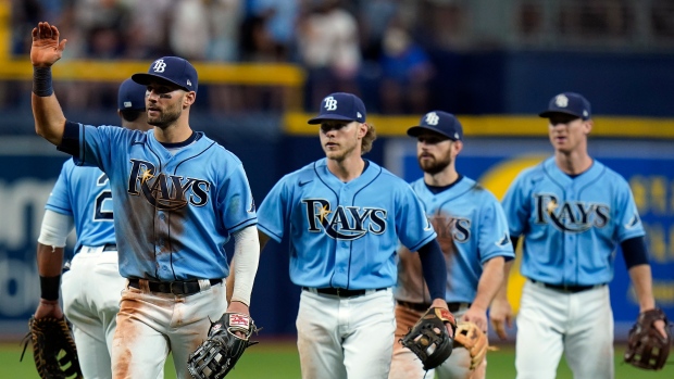 Tampa Bay Rays celebrate, The Canadian Press Tampa Bay Rays celebrate