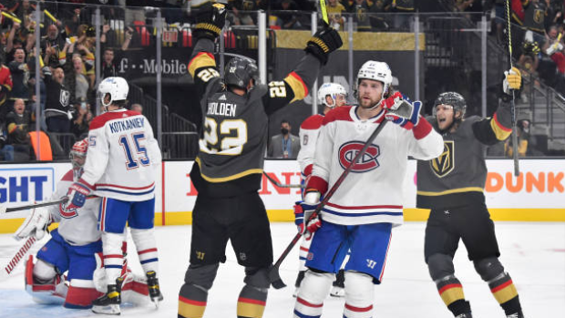 Nick Holden celebrates vs. Montreal Canadiens