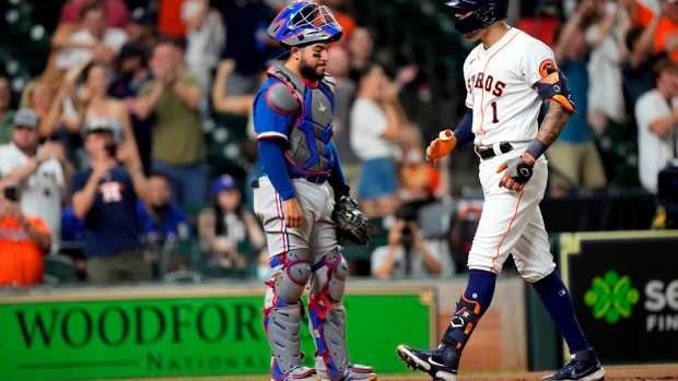 Altuve slam in 10th lifts Astros over Rangers on Baker B-day Article Image 0, The Canadian Press Altuve slam in 10th lifts Astros over Rangers on Baker B-day Article Image 0