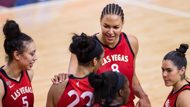 Las Vegas Aces Celebrate , Scott Taetsch/Getty Images Las Vegas Aces Celebrate