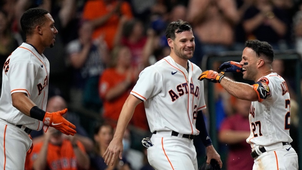 Jose Altuve and Astros Celebrate , The Canadian Press Jose Altuve and Astros Celebrate