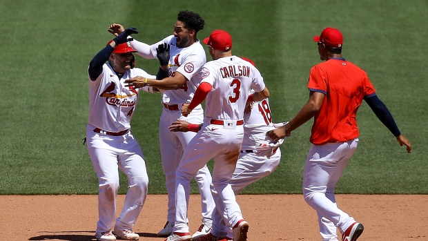Yadier Molina and the Cardinals celebrate