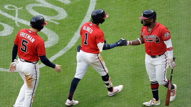 Ozzie Albies and Abraham Almonte,, The Canadian Press Ozzie Albies and Abraham Almonte,